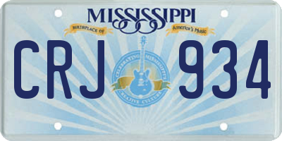 MS license plate CRJ934