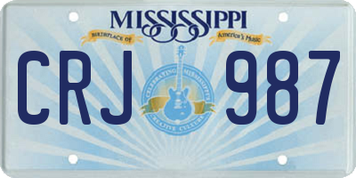 MS license plate CRJ987