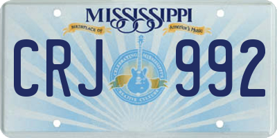 MS license plate CRJ992