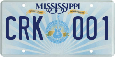 MS license plate CRK001