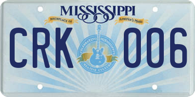MS license plate CRK006