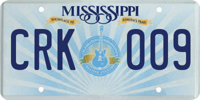 MS license plate CRK009