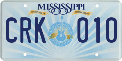 MS license plate CRK010