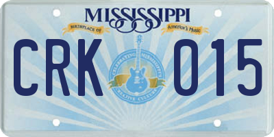 MS license plate CRK015