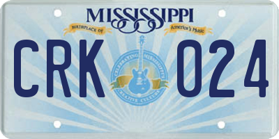 MS license plate CRK024