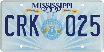 MS license plate CRK025