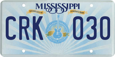 MS license plate CRK030
