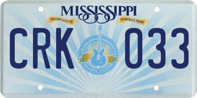 MS license plate CRK033