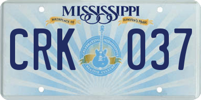 MS license plate CRK037