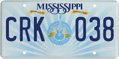 MS license plate CRK038