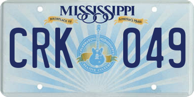 MS license plate CRK049