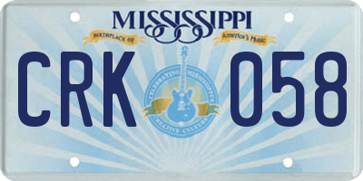 MS license plate CRK058