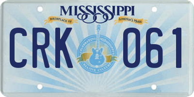 MS license plate CRK061