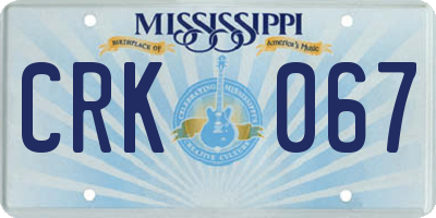MS license plate CRK067