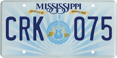 MS license plate CRK075