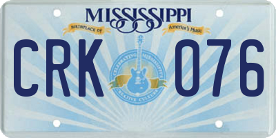 MS license plate CRK076