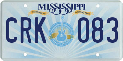 MS license plate CRK083