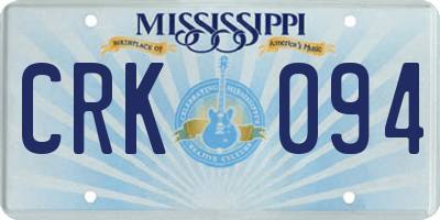 MS license plate CRK094
