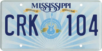 MS license plate CRK104