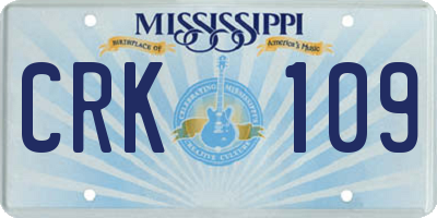 MS license plate CRK109