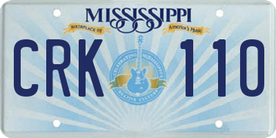 MS license plate CRK110