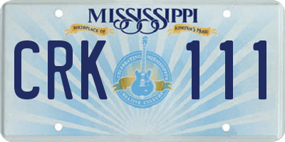 MS license plate CRK111
