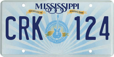 MS license plate CRK124