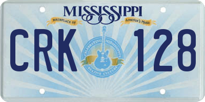 MS license plate CRK128
