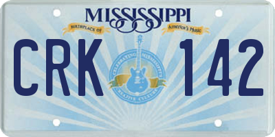 MS license plate CRK142
