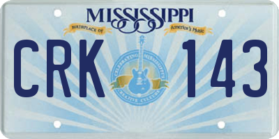 MS license plate CRK143