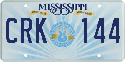 MS license plate CRK144