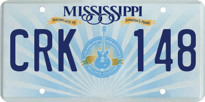 MS license plate CRK148