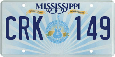 MS license plate CRK149