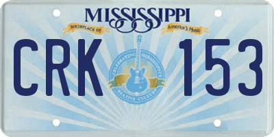 MS license plate CRK153