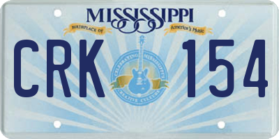 MS license plate CRK154
