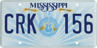 MS license plate CRK156