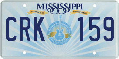 MS license plate CRK159