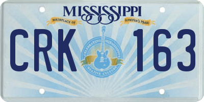 MS license plate CRK163