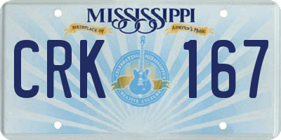 MS license plate CRK167
