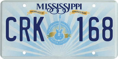 MS license plate CRK168