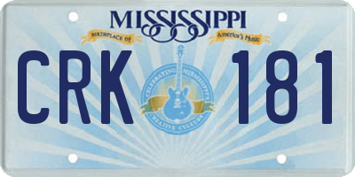 MS license plate CRK181