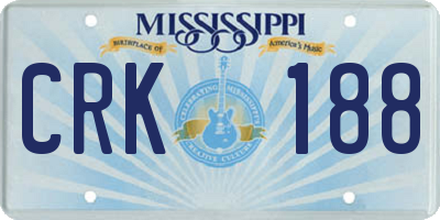 MS license plate CRK188