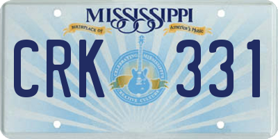 MS license plate CRK331