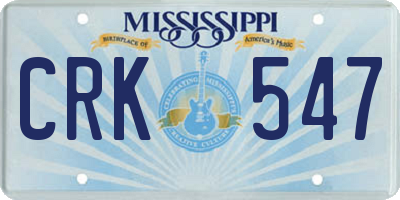 MS license plate CRK547