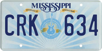 MS license plate CRK634