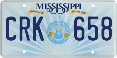 MS license plate CRK658
