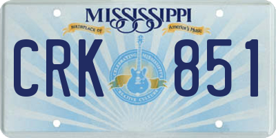 MS license plate CRK851