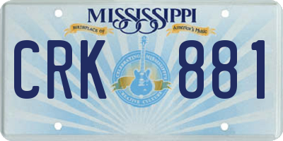 MS license plate CRK881