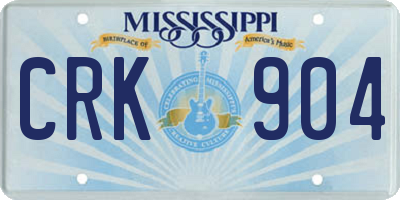 MS license plate CRK904
