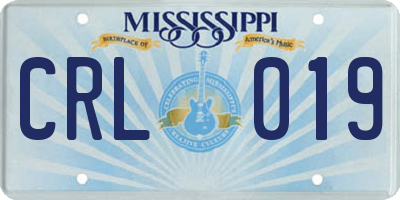 MS license plate CRL019